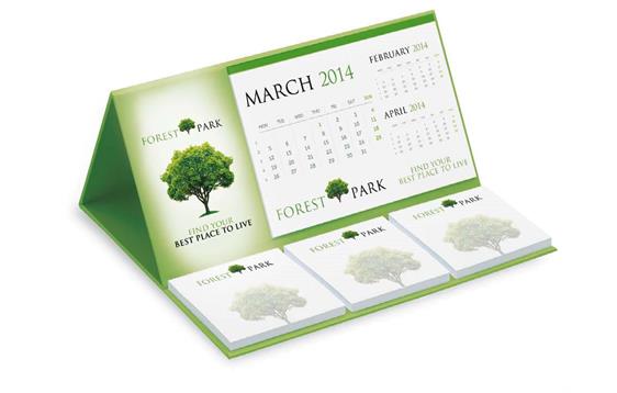 9407412  PM207 Bordkalender hardback Alfa 250 x 194mm med Sticky Notes 1000